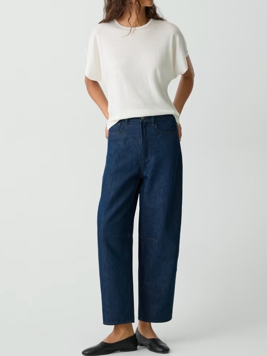 Theory Denim - THEORY Cropped Barrel Leg Jeans in Relaxed Denim - Indigo - Size: 29